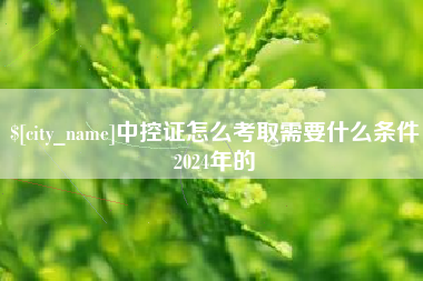 湘阴中控证怎么考取需要什么条件2024年的